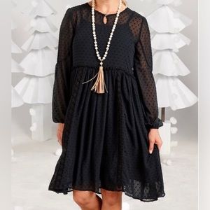 Matilda Jane Nostalgic Charlie Black Swiss Dot Dress NEW Size X-Small